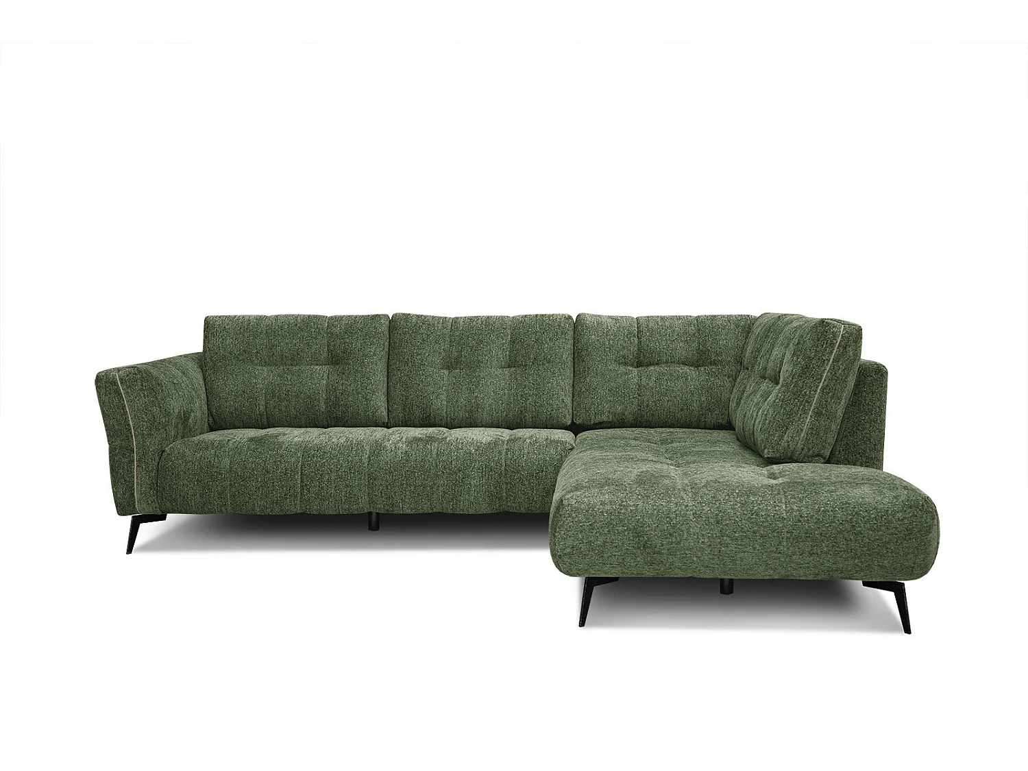 Canapé d'angle droit 5 places tissu vert