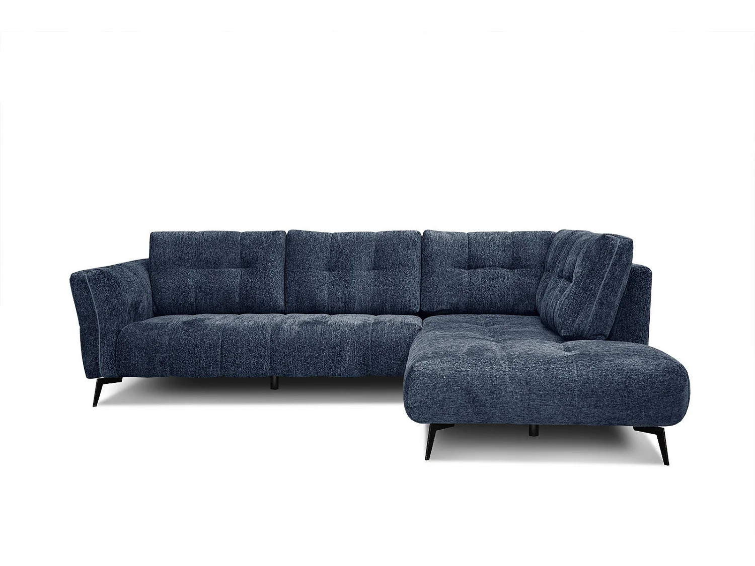 Canapé d'angle droit 5 places tissu bleu foncé