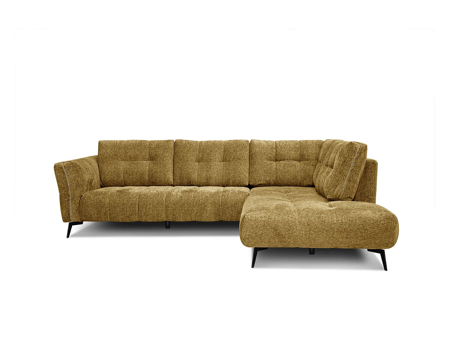 Canapé d'angle droit 5 places tissu jaune