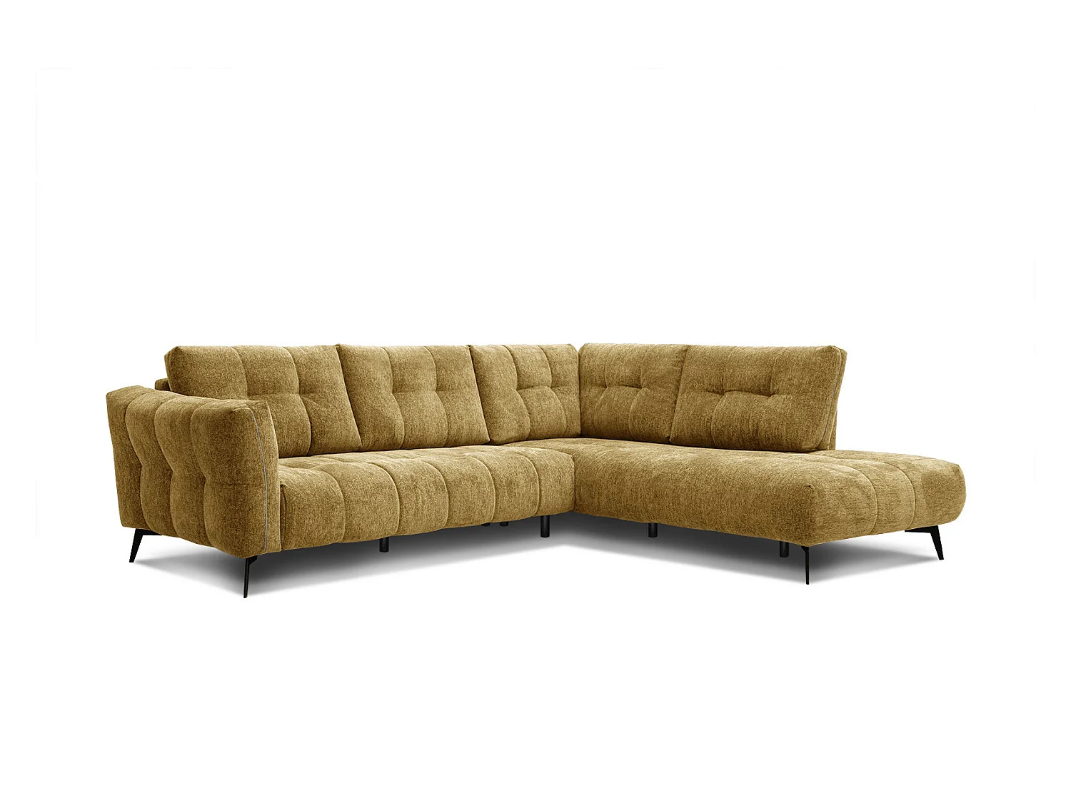 Canapé d'angle droit 5 places tissu jaune