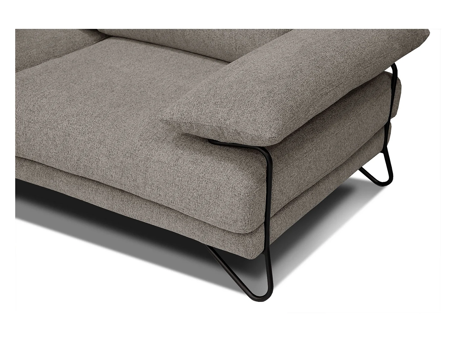 Canapé d'angle gauche 5 places tissu marron clair - Lori