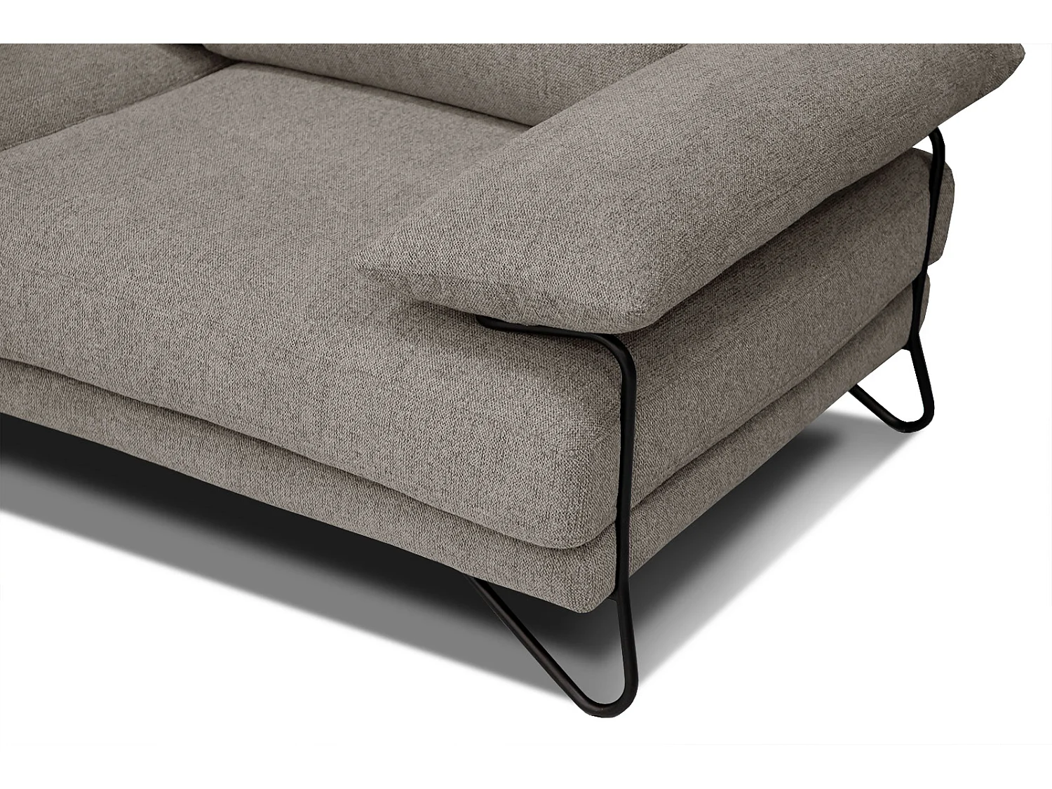 Canapé d'angle gauche 5 places tissu marron clair - Lori