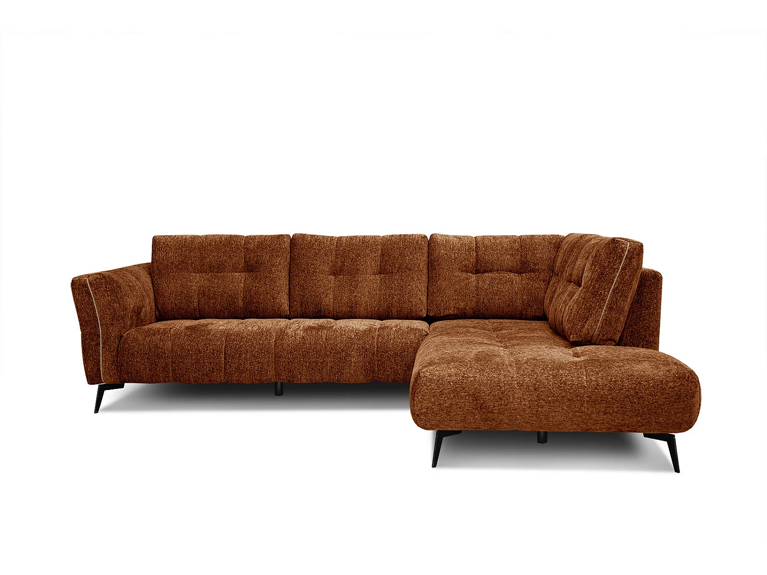 Canapé d'angle droit 5 places tissu brique