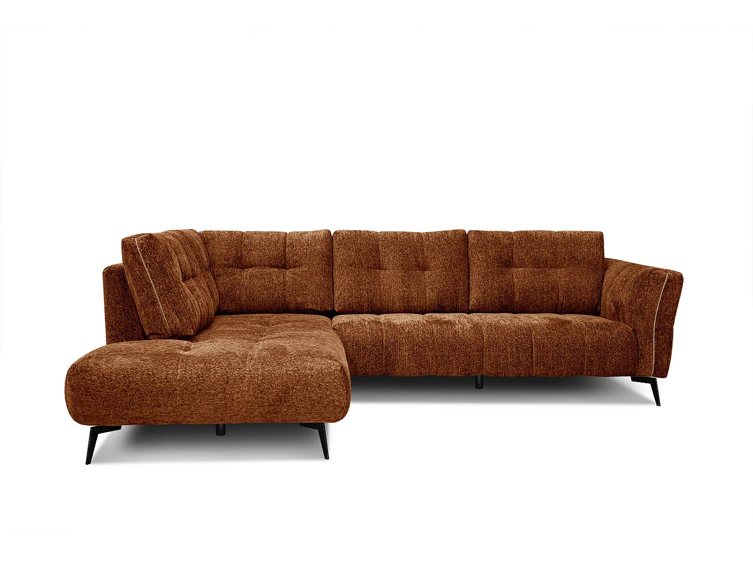 Canapé d'angle gauche 5 places tissu brique