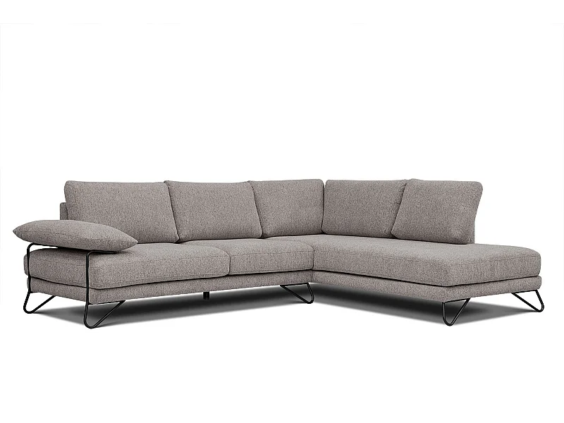 Canapé d'angle droit 5 places tissu marron clair - Lori