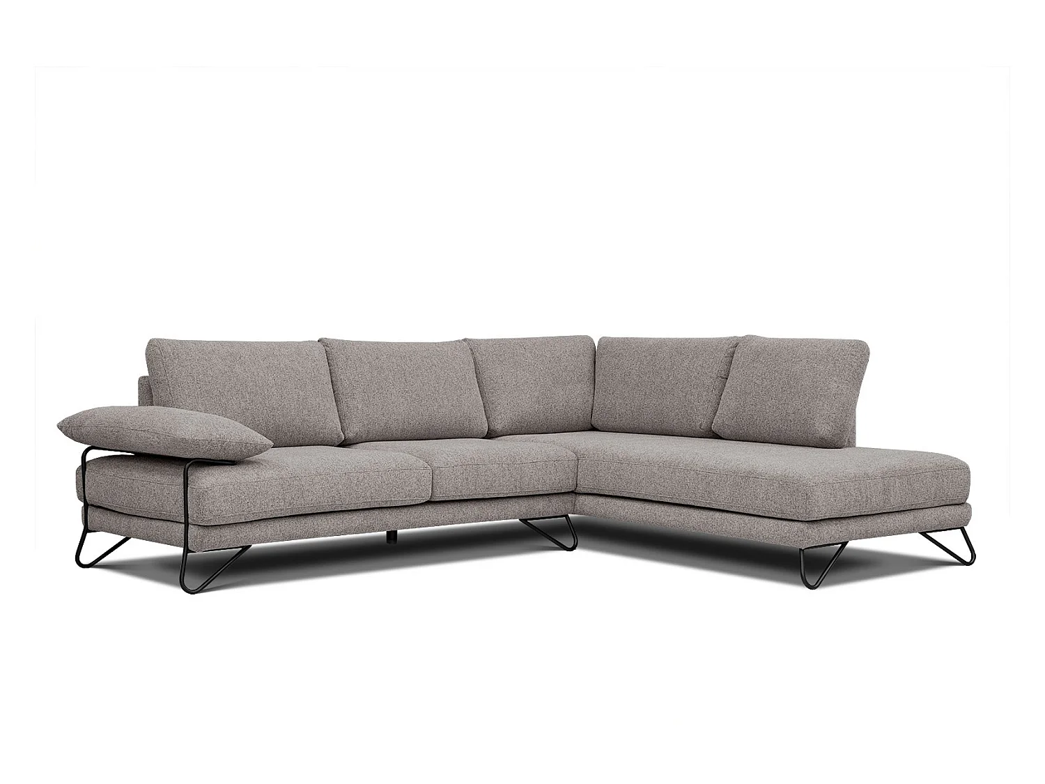 Canapé d'angle droit 5 places tissu marron clair - Lori