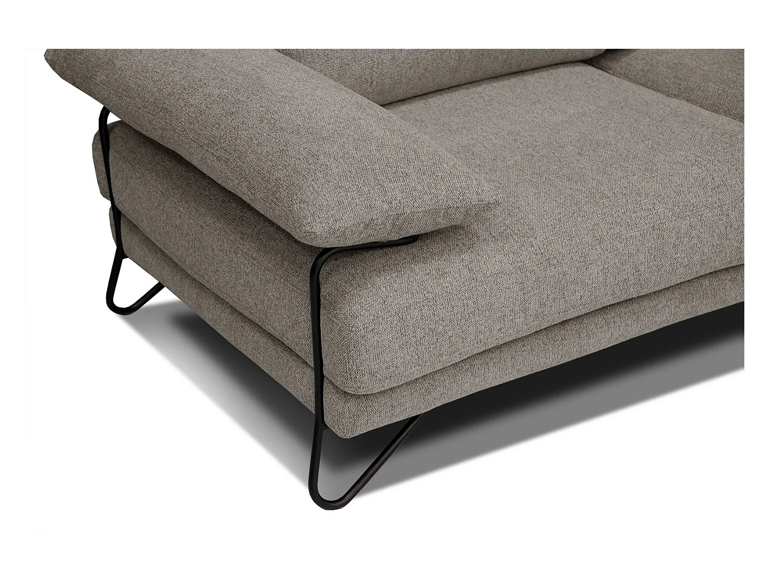 Canapé d'angle droit 5 places tissu marron clair - Lori