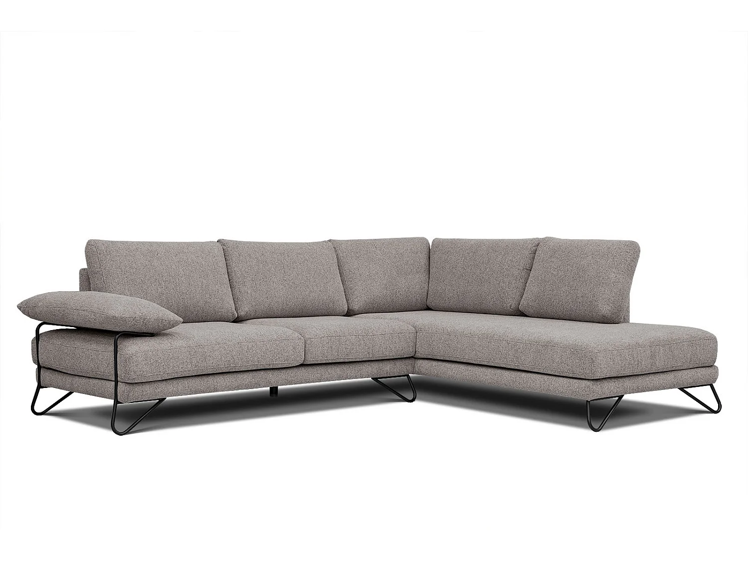 Canapé d'angle droit 5 places tissu marron clair - Lori