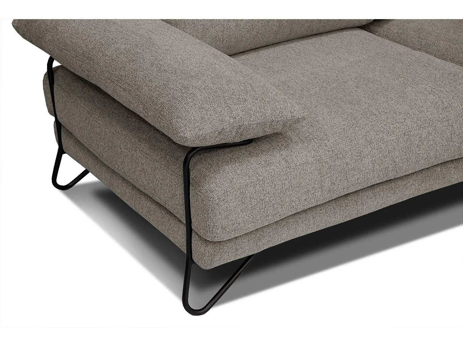 Canapé d'angle droit 5 places tissu marron clair - Lori