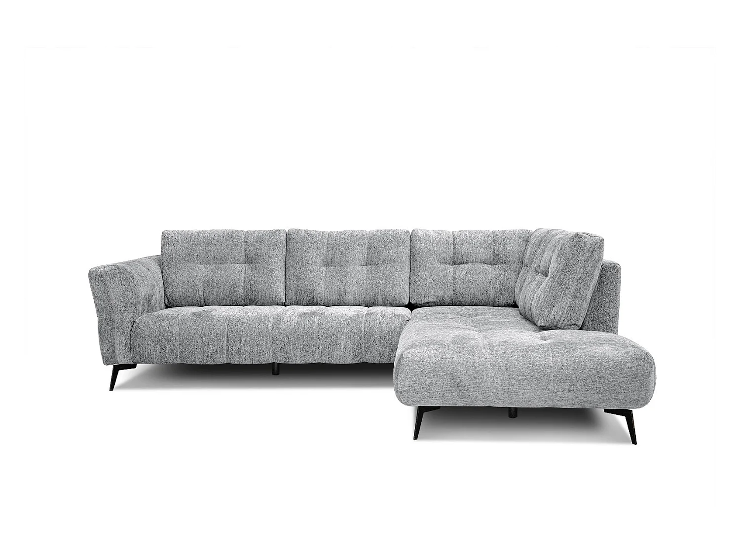 Canapé d'angle droit 5 places tissu gris clair