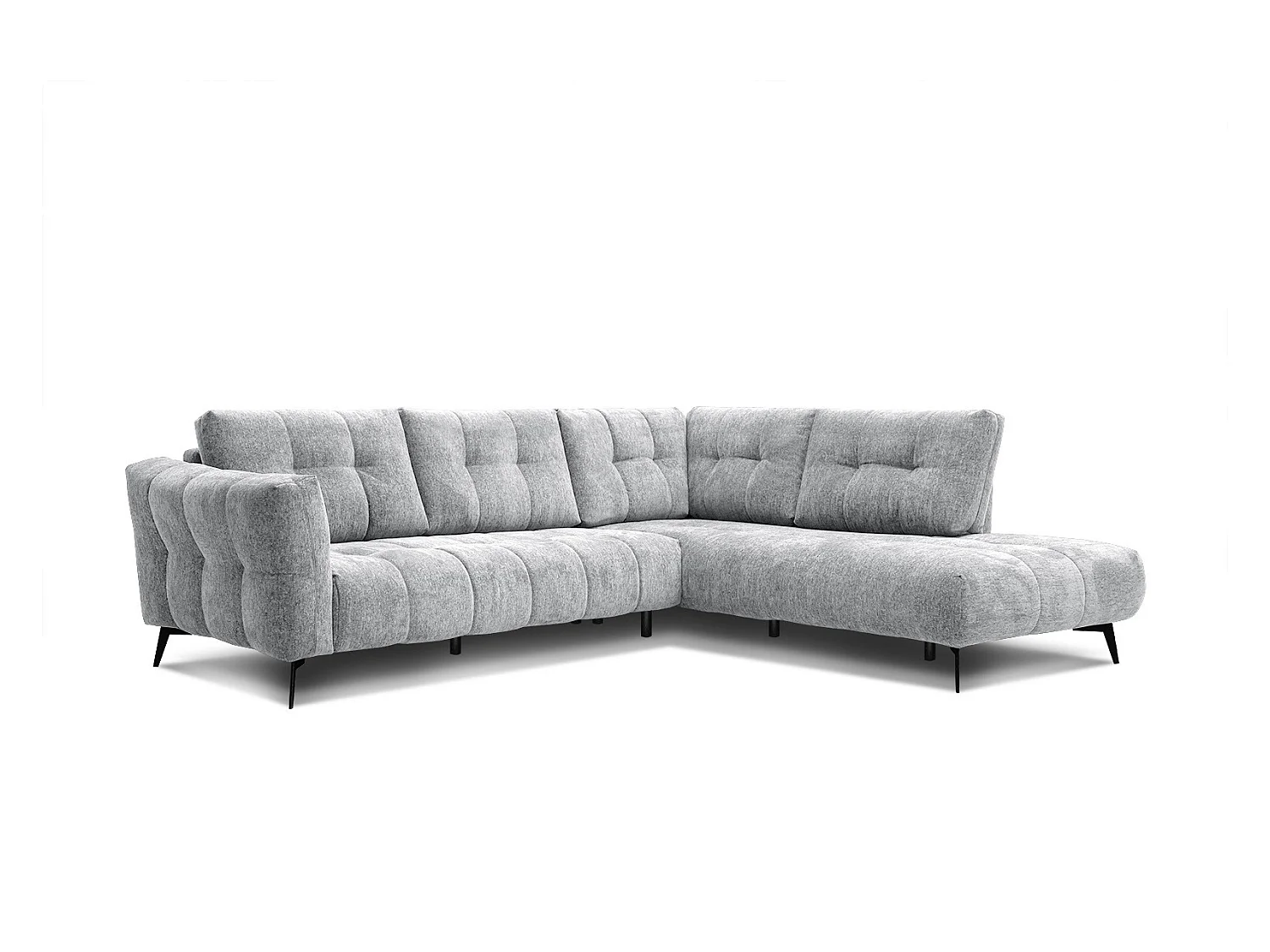 Canapé d'angle droit 5 places tissu gris clair