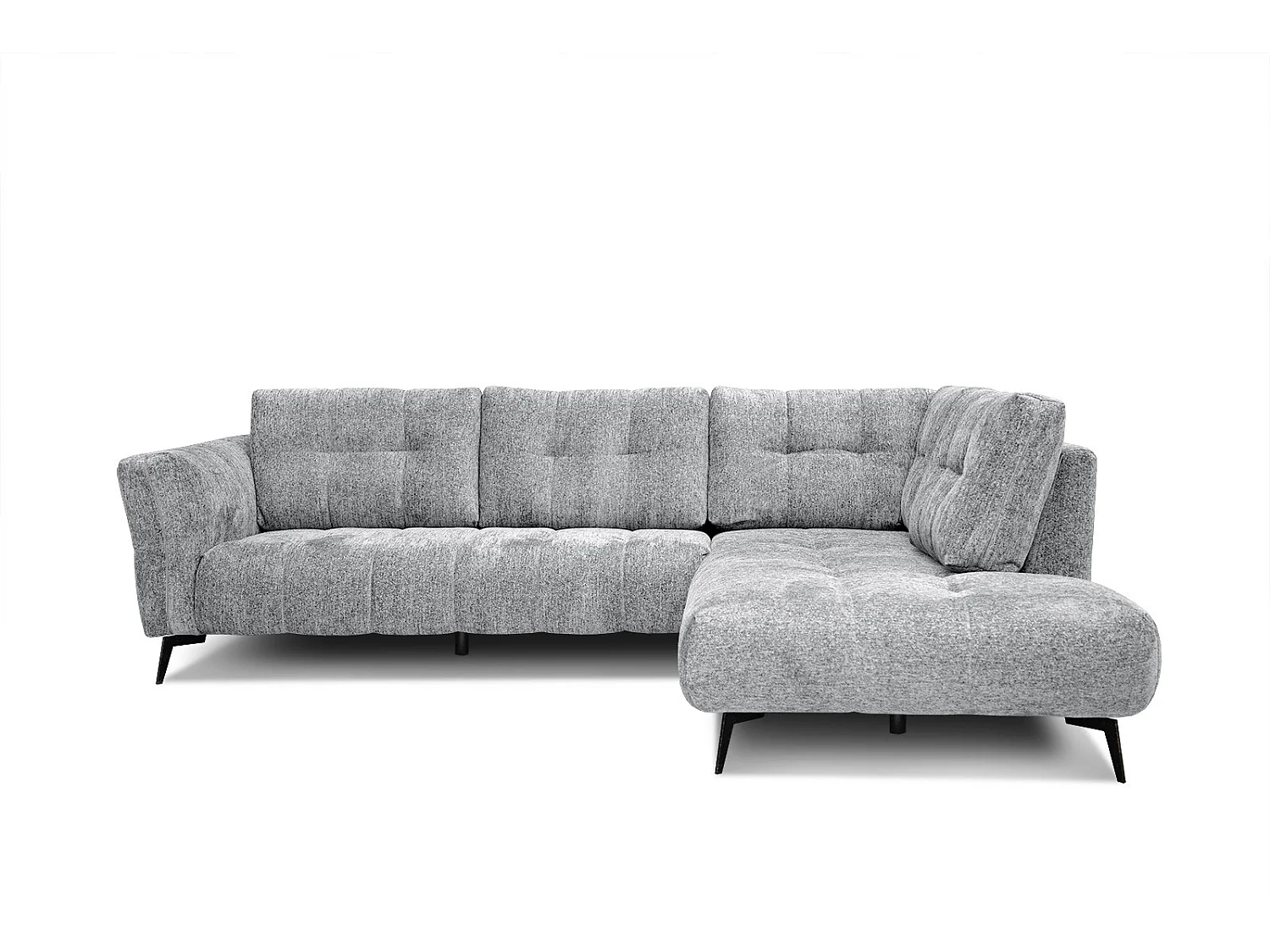 Canapé d'angle droit 5 places tissu gris clair