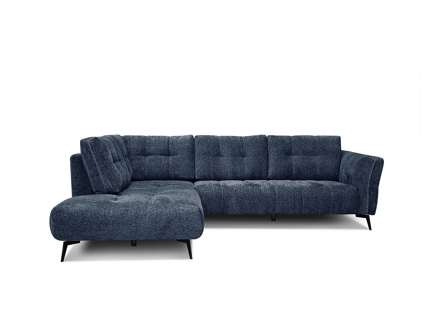 Canapé d'angle gauche 5 places tissu bleu foncé