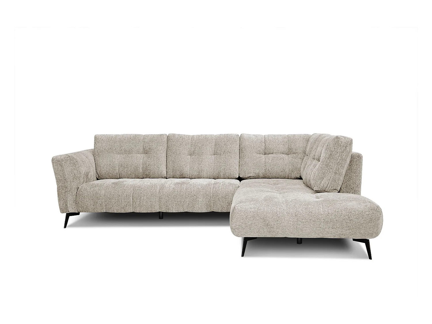 Canapé d'angle droit 5 places tissu beige