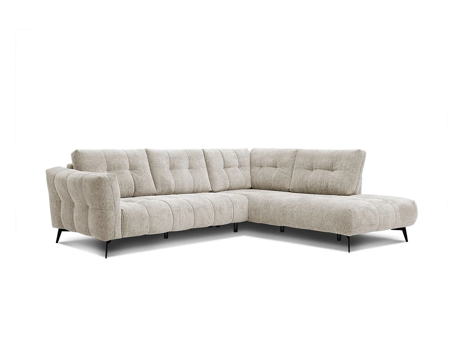 Canapé d'angle droit 5 places tissu beige