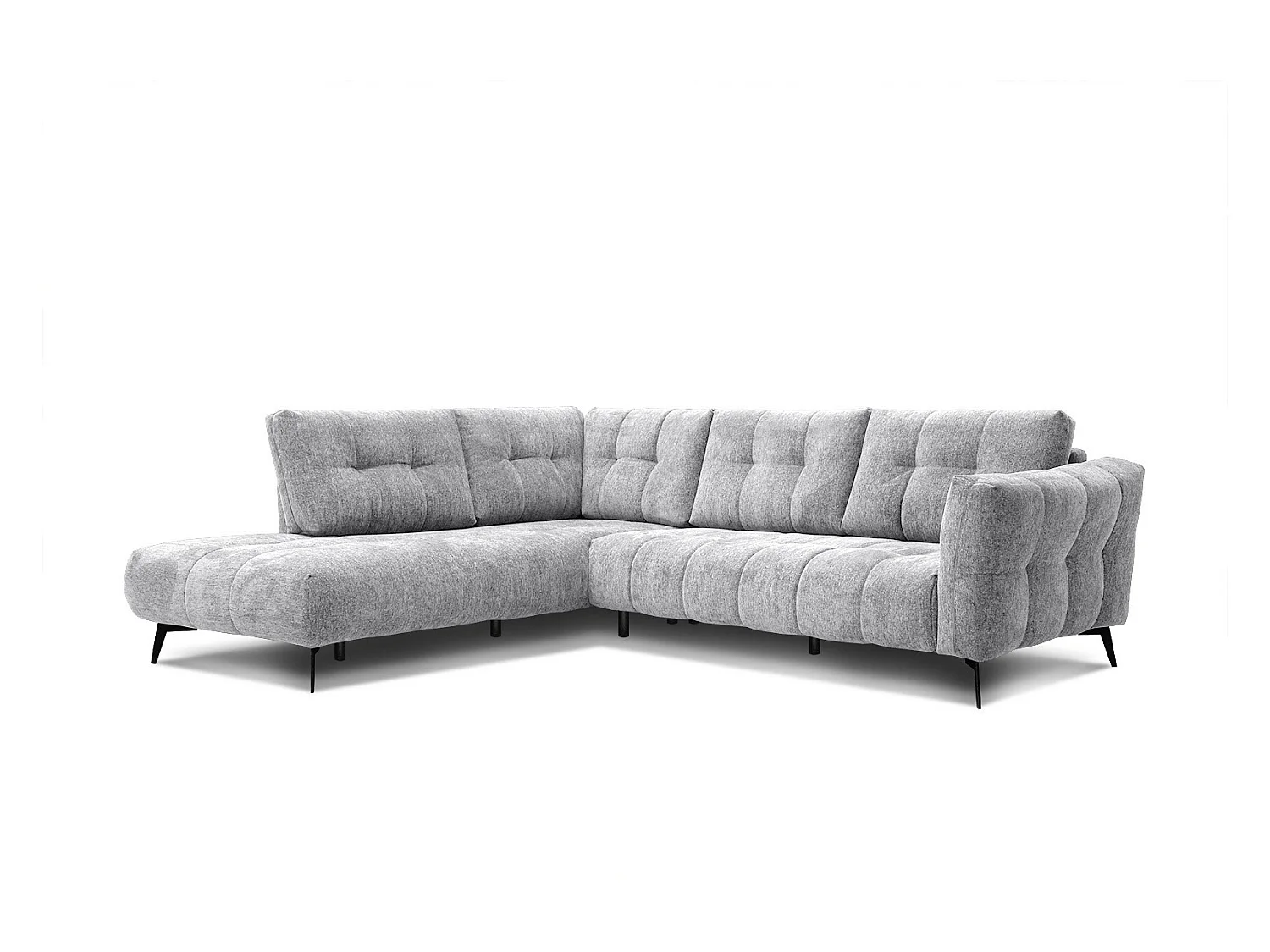 Canapé d'angle gauche 5 places tissu gris clair