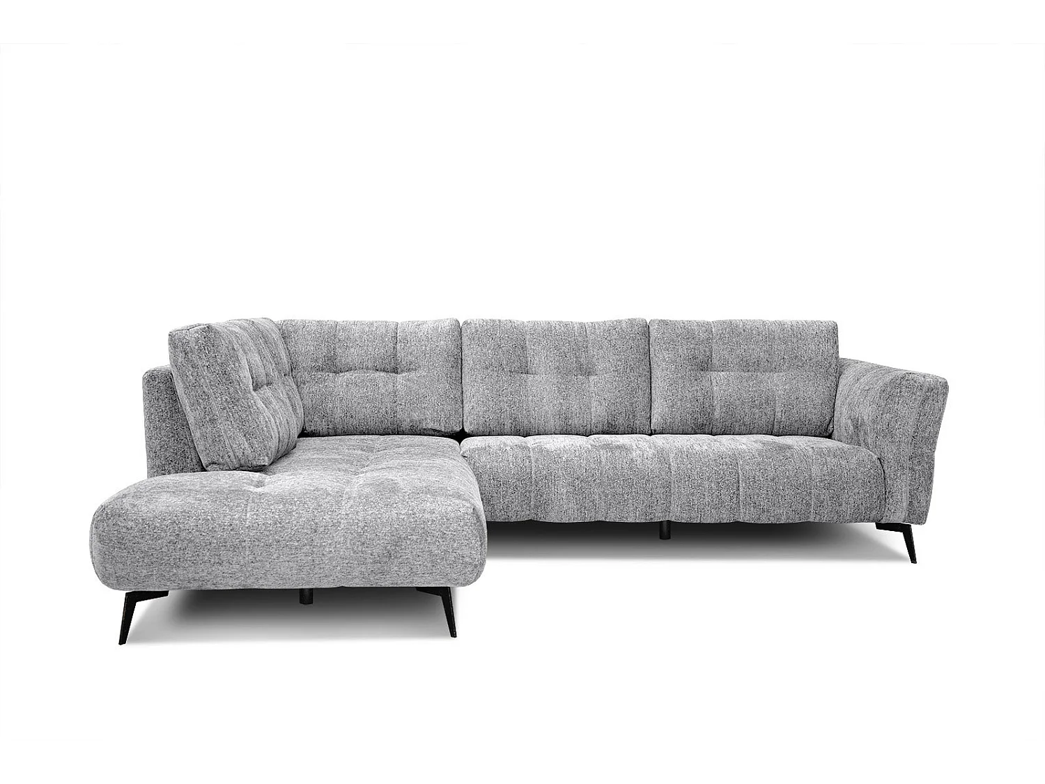 Canapé d'angle gauche 5 places tissu gris clair