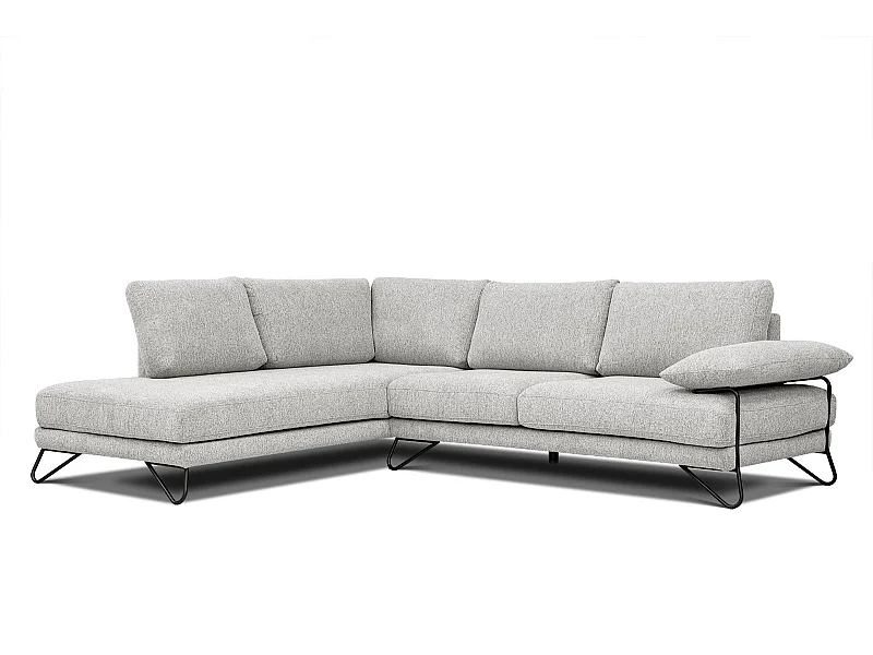 Canapé d'angle gauche 5 places tissu beige - Lori