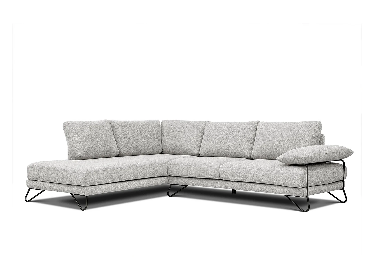 Canapé d'angle gauche 5 places tissu beige - Lori