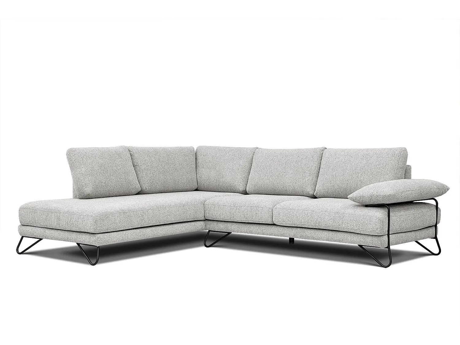 Canapé d'angle gauche 5 places tissu beige - Lori