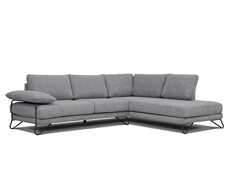 Canapé d'angle droit 5 places tissu gris moyen - Lori