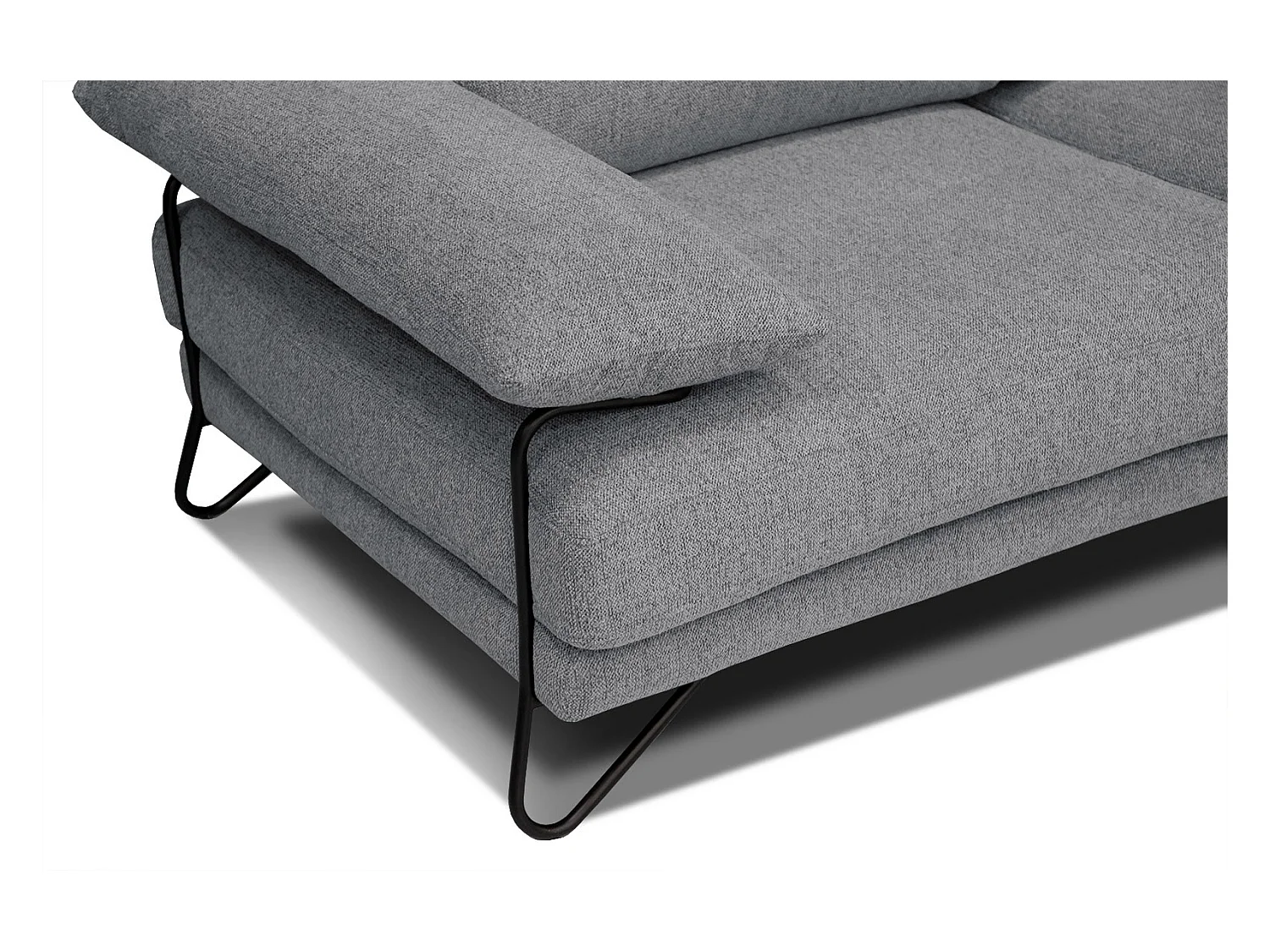 Canapé d'angle droit 5 places tissu gris moyen - Lori