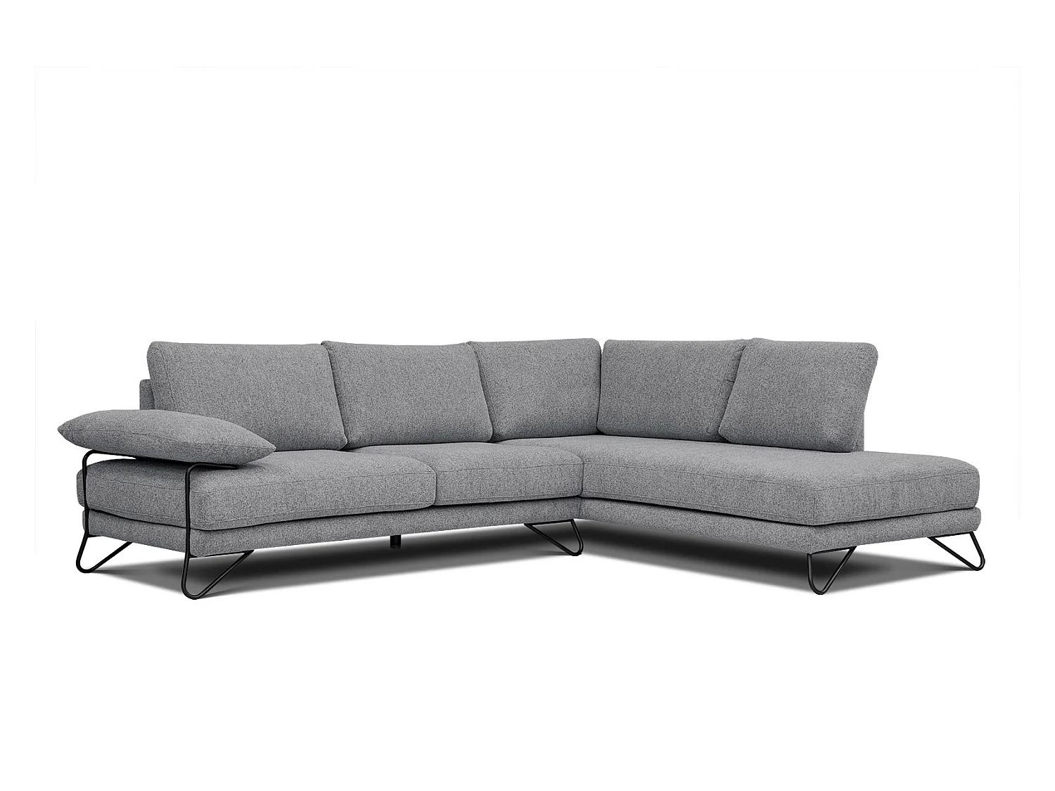 Canapé d'angle droit 5 places tissu gris moyen - Lori