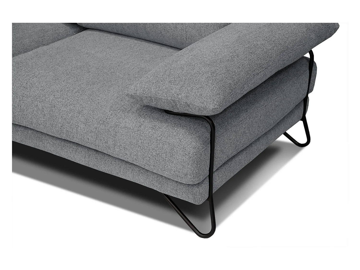 Canapé d'angle gauche 5 places tissu gris moyen - Lori