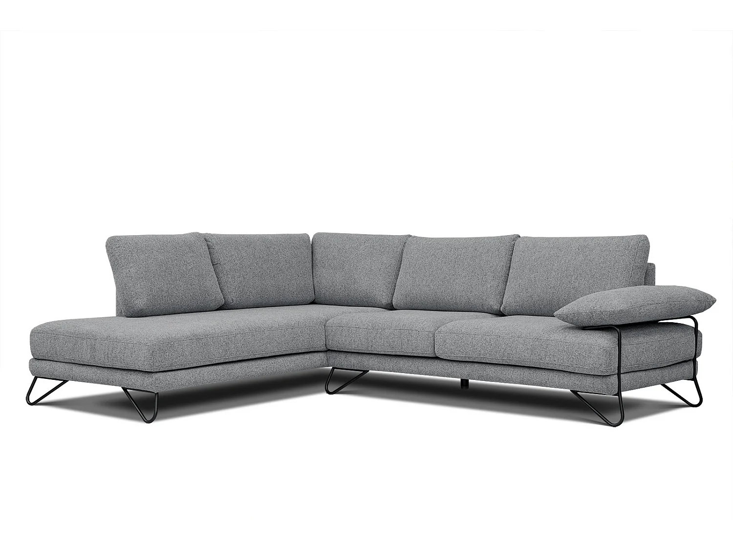 Canapé d'angle gauche 5 places tissu gris moyen - Lori