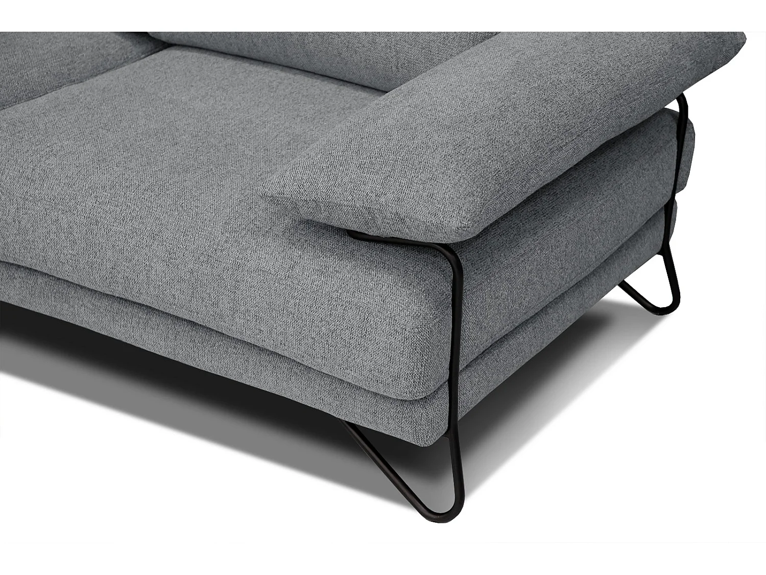 Canapé d'angle gauche 5 places tissu gris moyen - Lori