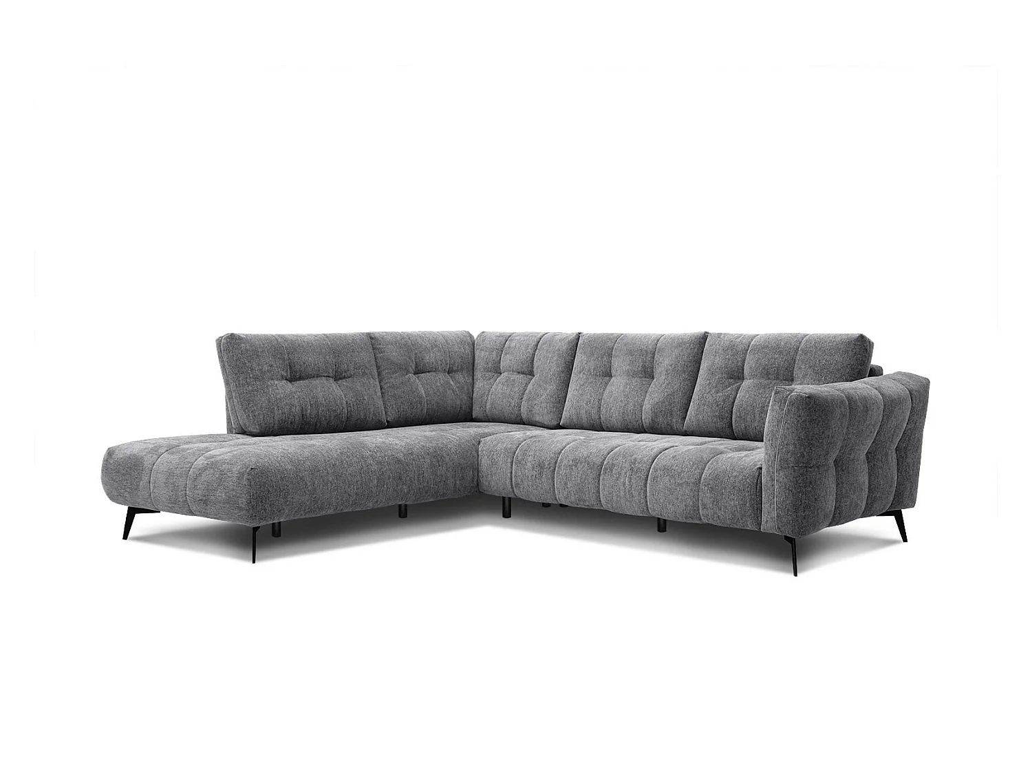 Canapé d'angle gauche 5 places tissu gris moyen