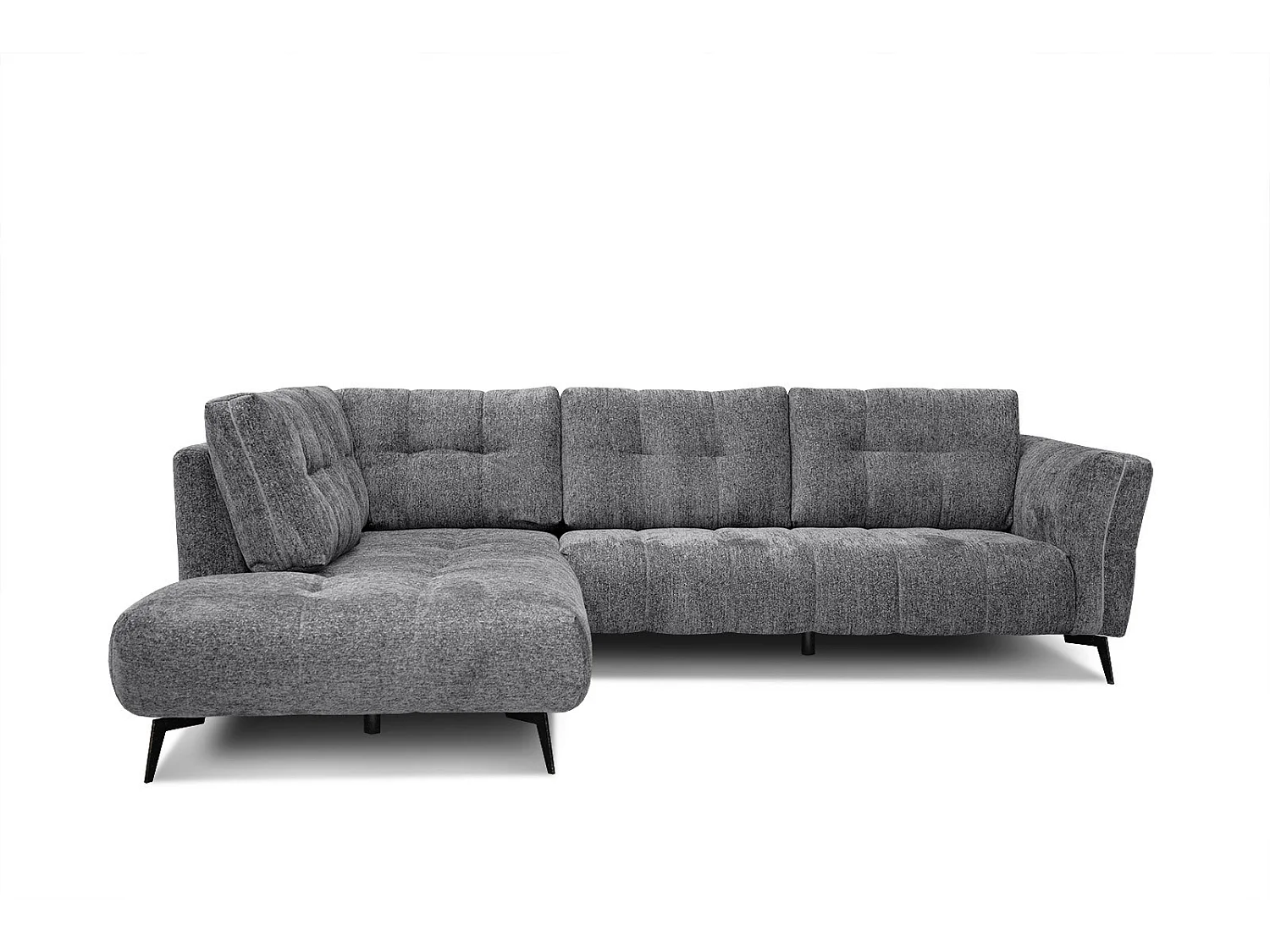 Canapé d'angle gauche 5 places tissu gris moyen