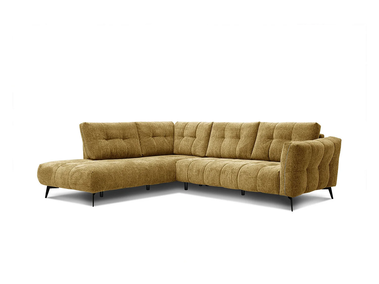 Canapé d'angle gauche 5 places tissu jaune