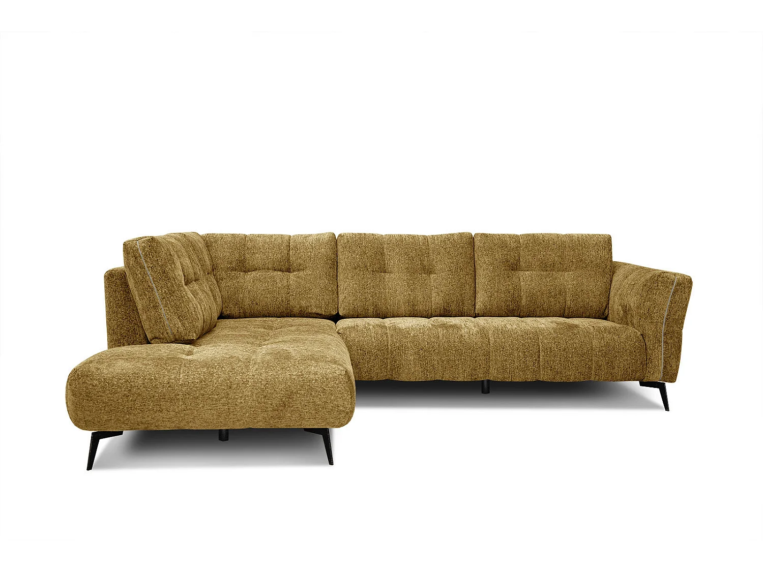 Canapé d'angle gauche 5 places tissu jaune