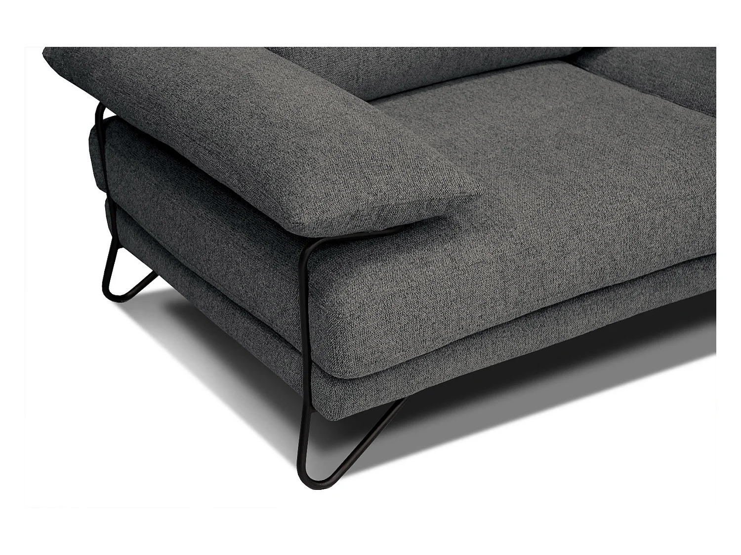 Canapé d'angle droit 5 places tissu gris - Lori