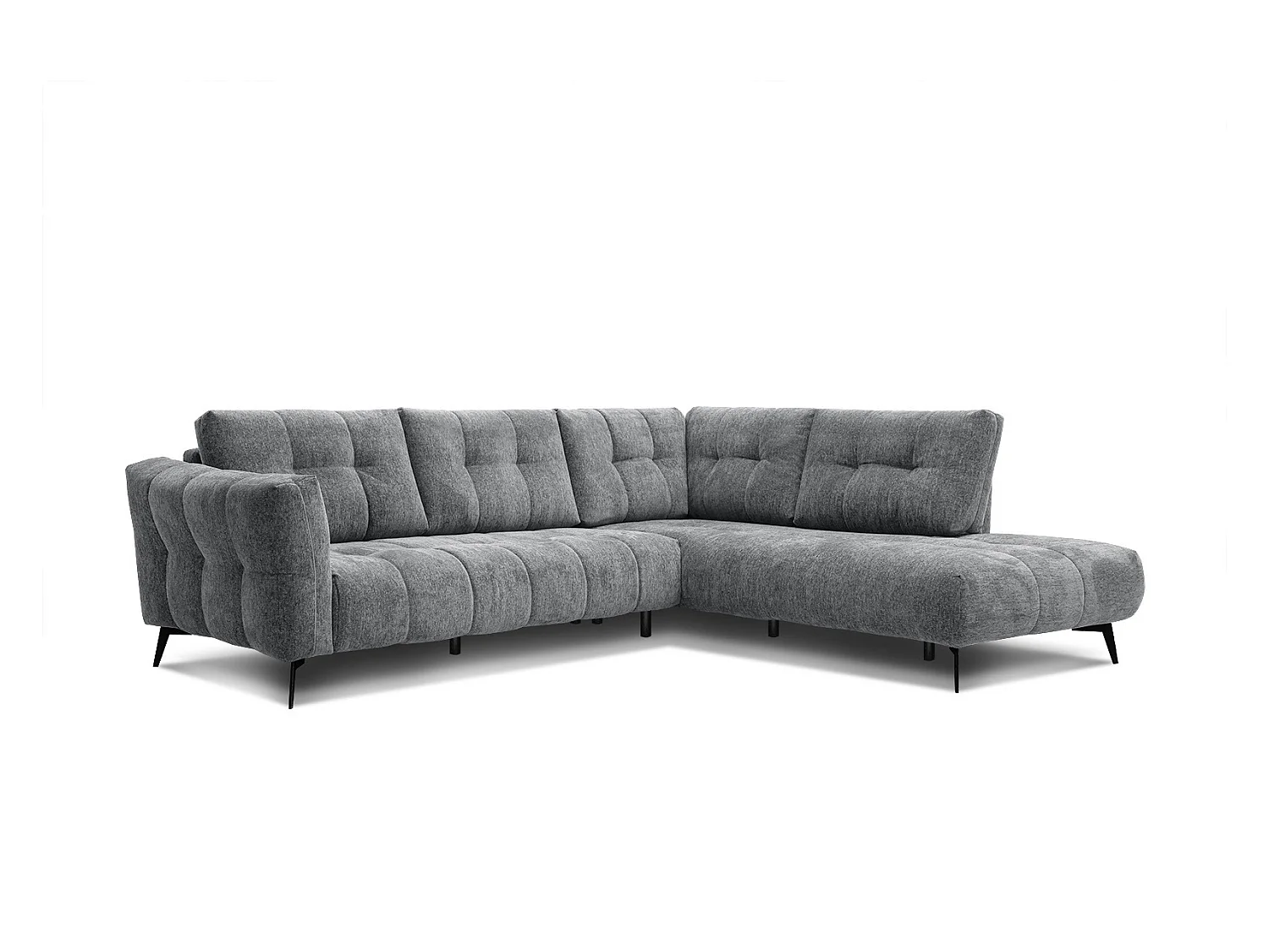 Canapé d'angle droit 5 places tissu gris moyen