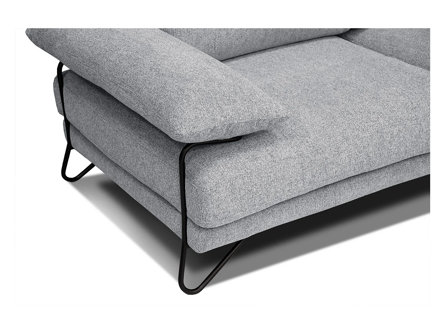 Canapé d'angle droit 5 places tissu gris clair - Lori