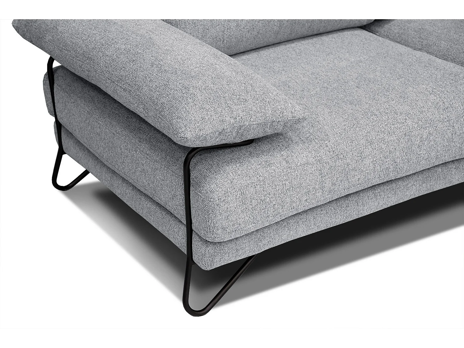 Canapé d'angle droit 5 places tissu gris clair - Lori