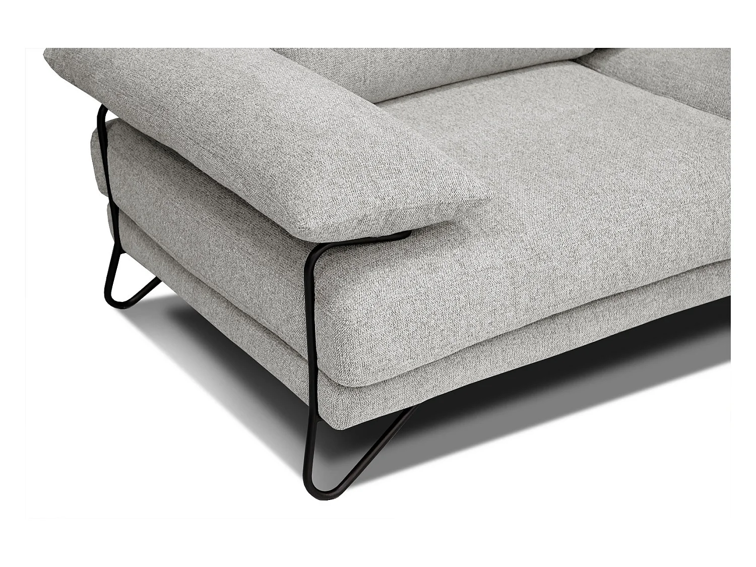 Canapé d'angle droit 5 places tissu beige - Lori