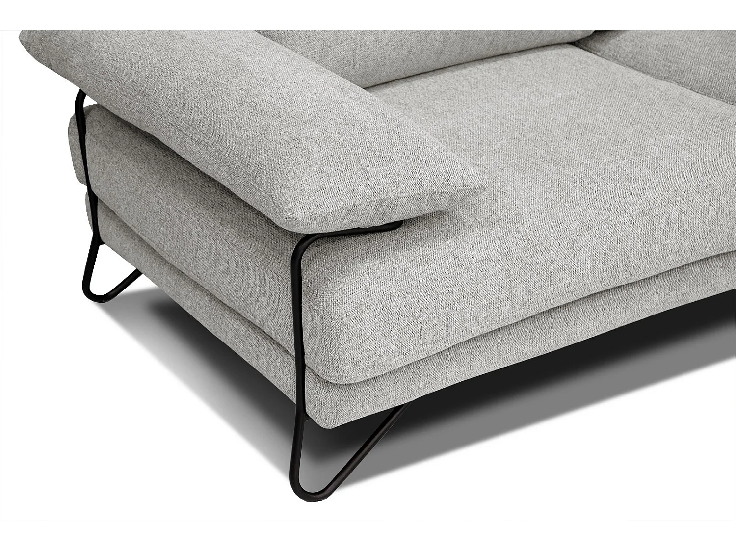 Canapé d'angle droit 5 places tissu beige - Lori