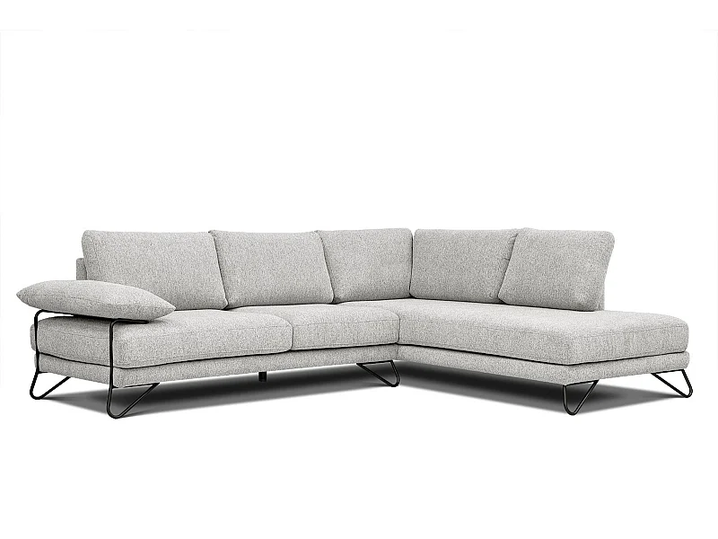 Canapé d'angle droit 5 places tissu beige - Lori