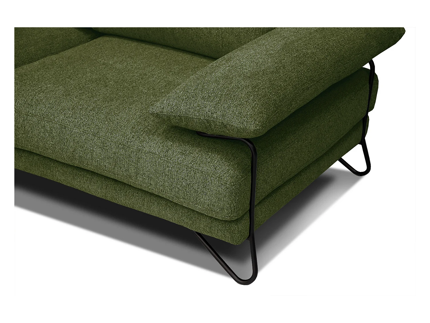 Canapé d'angle gauche 5 places tissu vert foncé - Lori