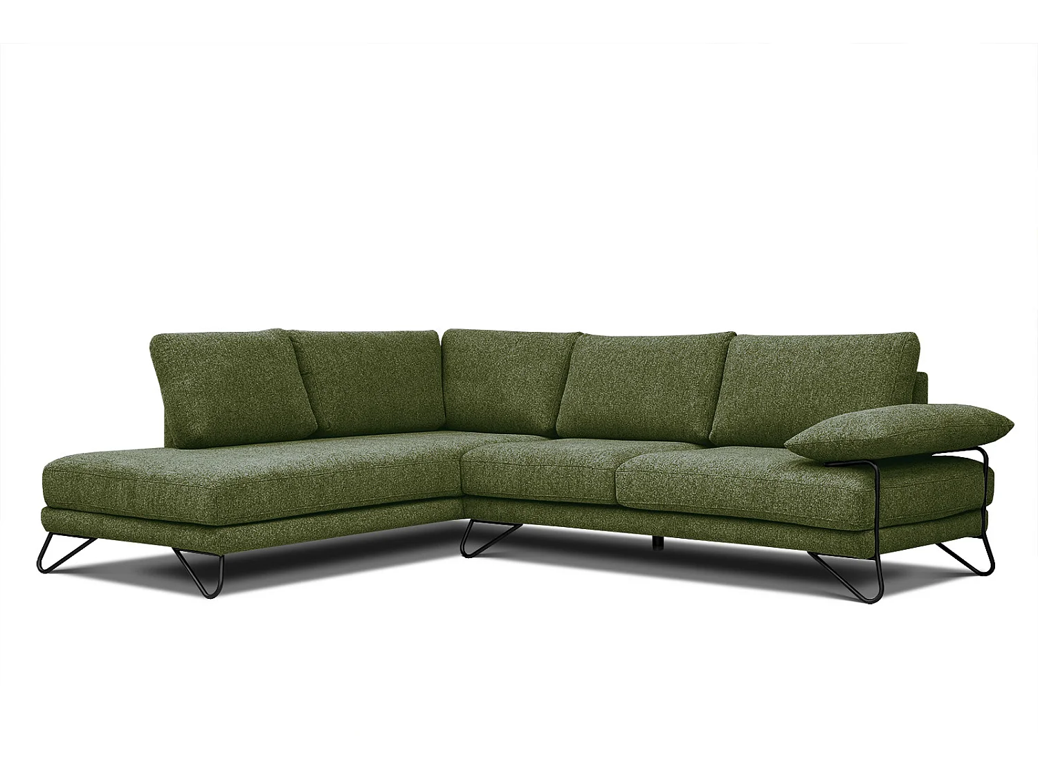 Canapé d'angle gauche 5 places tissu vert foncé - Lori