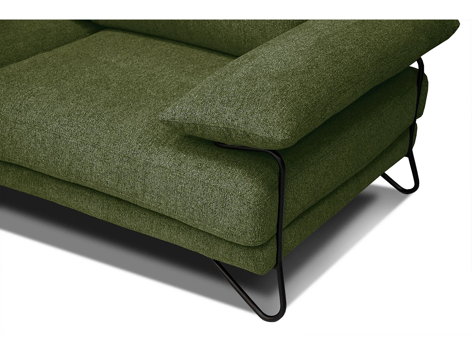 Canapé d'angle gauche 5 places tissu vert foncé - Lori