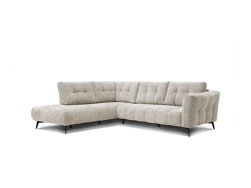 Canapé d'angle gauche 5 places tissu beige