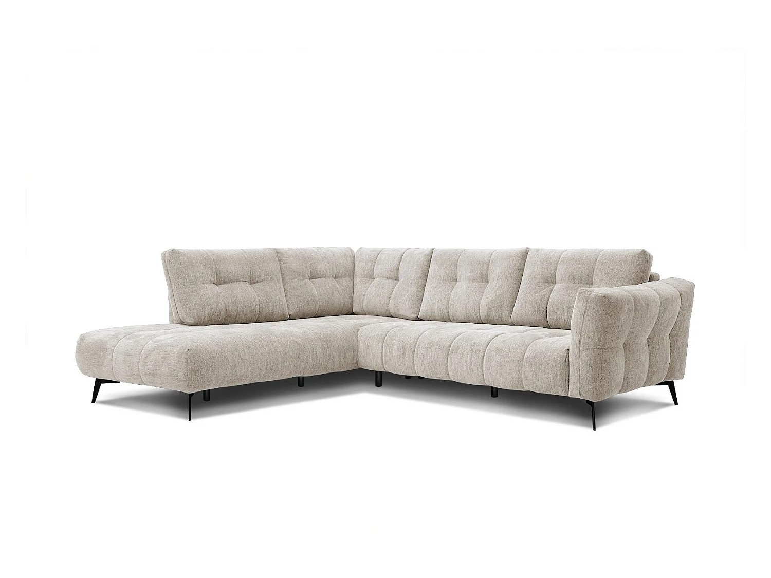 Canapé d'angle gauche 5 places tissu beige