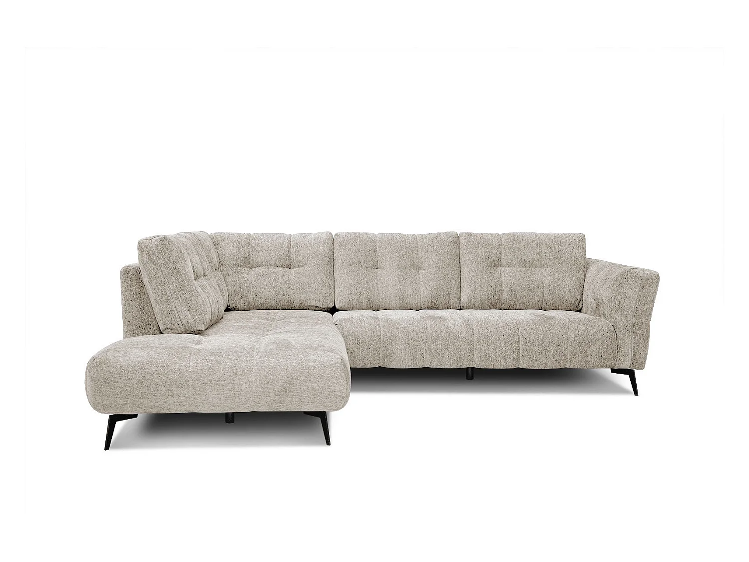 Canapé d'angle gauche 5 places tissu beige