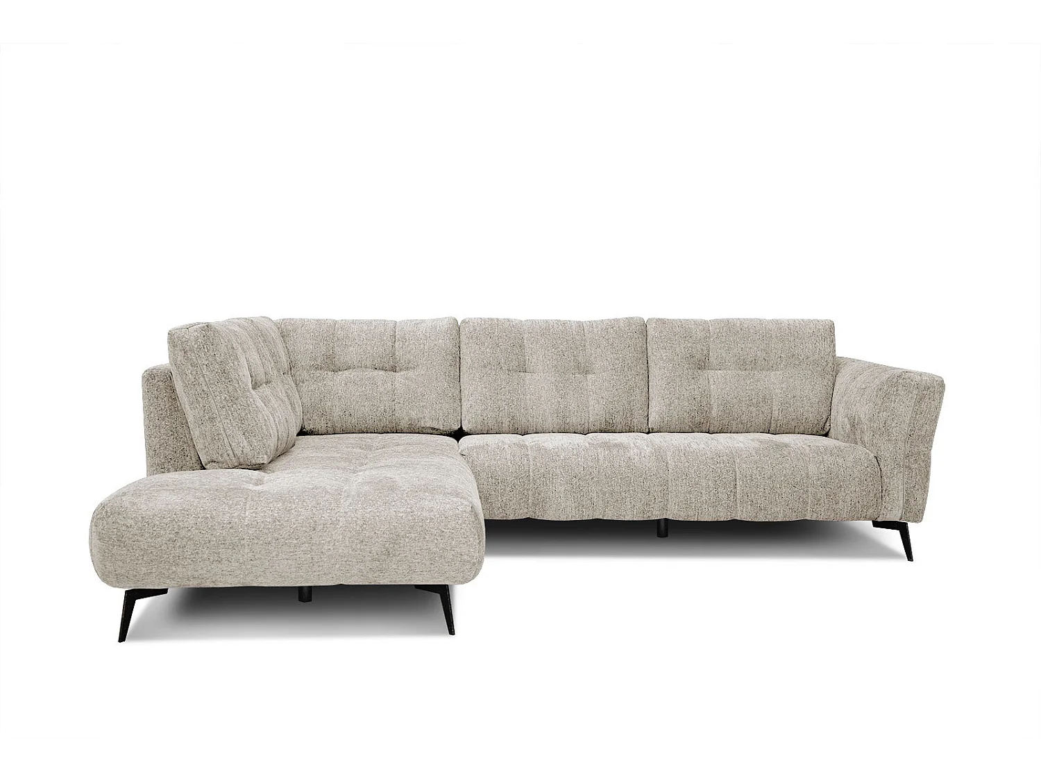 Canapé d'angle gauche 5 places tissu beige