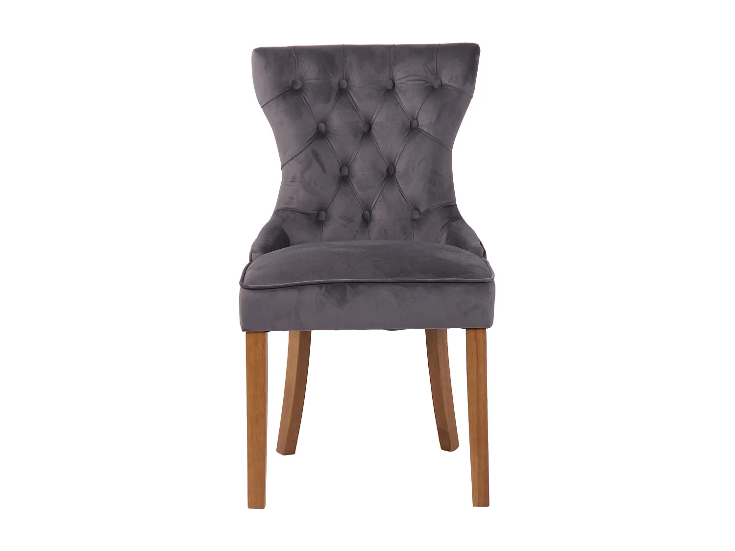 Lot de 4  chaise salle à manger - Velours & Antique clair - Gris foncé - Franca