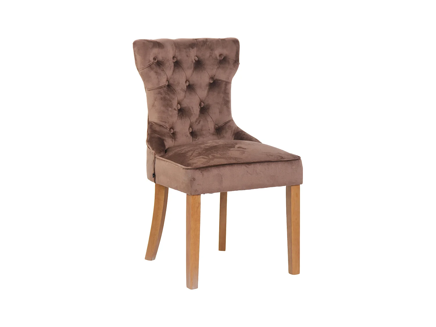 Lot de 4  chaise salle à manger - Velours & Antique clair - Marron - Franca